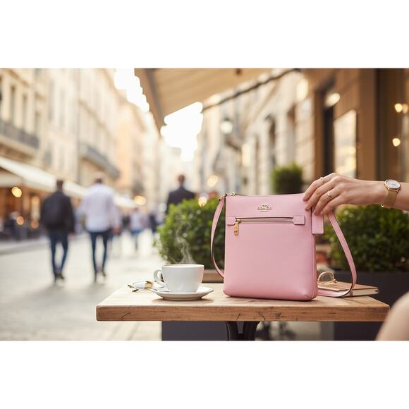 Coach Mini Rowan File Bag Crossbody Purse in Light Blush Pink Leather CE871 - Picture 4 of 4